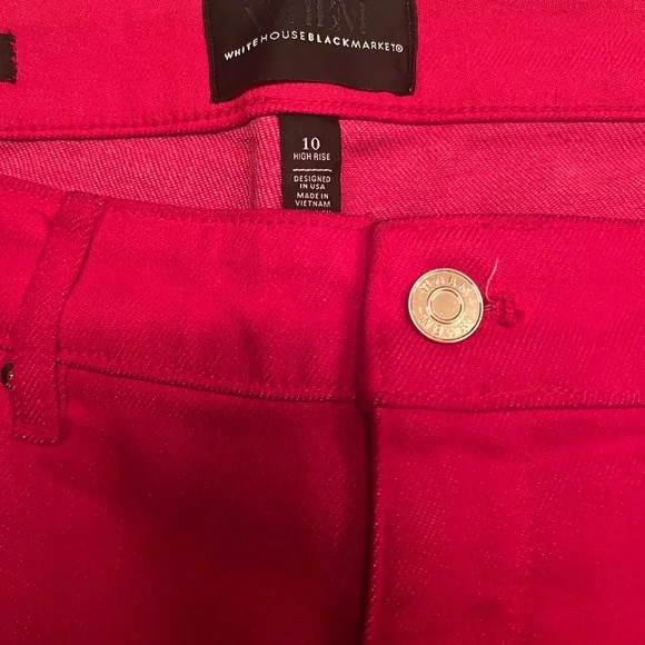 White House Black Market Vibrant Red High Rise Wide  Leg Five Pocket Jeans.
NWT - Picture 2 of 9